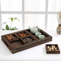 Chinese 7 Piece Rustic Wooden Nesting Tea Serving Trays Set with Handles